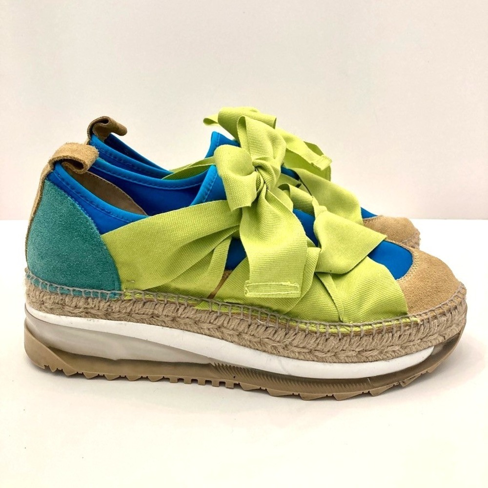 Women’s Lime Ribbon Espadrille Platform Sneakers